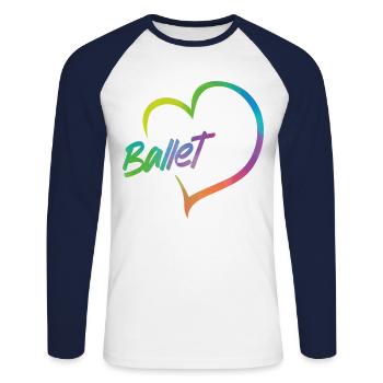 Ballet Danseuse Danse Ballerine - T-shirt baseball manches longues Homme - blanc/marine - Devant - Nik (191cm)