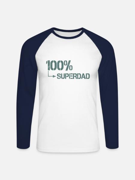 100 Prozent Superdad - Unisex Baseballshirt langarm - Weiß/Navy