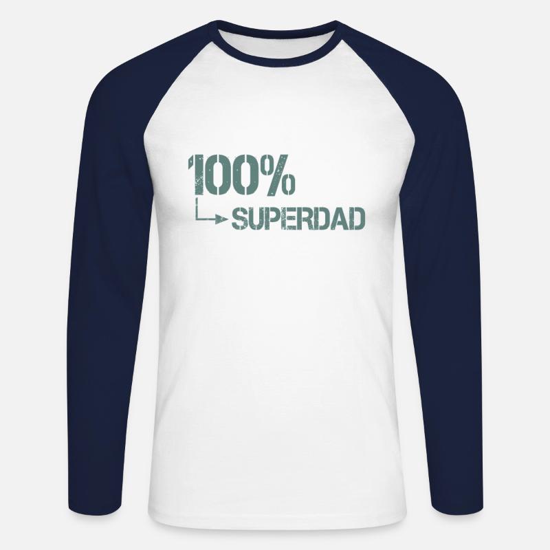 100 Prozent Superdad - Unisex Baseballshirt langarm - Weiß/Navy
