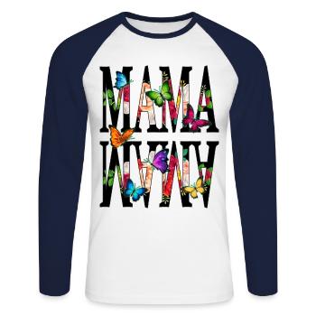 Mothers Day t shirt 2 - Unisex Long Sleeve Baseball T-Shirt - white/navy - Front - Nik (191cm)