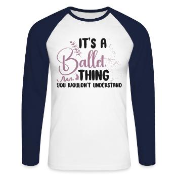 Ballet Dancer Dance Girl Ballerina - Unisex Baseballshirt langarm - Weiß/Navy - Vorne - Nik (191cm)