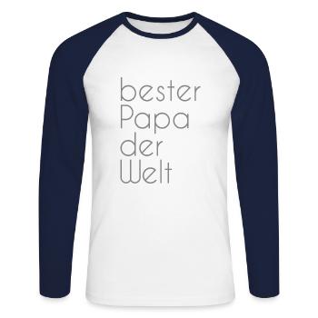 bester Papa der Welt - Unisex Baseballshirt langarm - Weiß/Navy - Vorne - Nik (191cm)