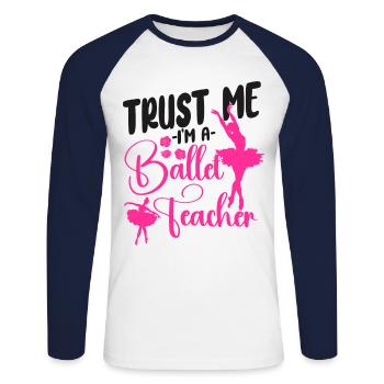 Ballet Danseuse Danse Ballerine - T-shirt baseball manches longues Homme - blanc/marine - Devant - Nik (191cm)