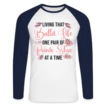 Ballet Danseuse Danse Ballerine - T-shirt baseball manches longues Homme - blanc/marine - Devant - Nik (191cm)