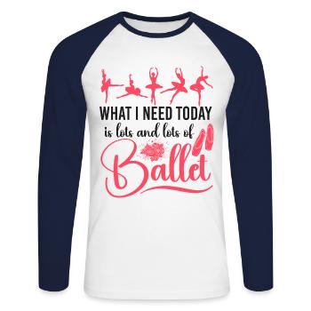 Ballet Danseuse Danse Ballerine - T-shirt baseball manches longues Homme - blanc/marine - Devant - Nik (191cm)
