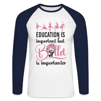 Ballet Dancer Dance Girl Ballerina - Unisex Baseballshirt langarm - Weiß/Navy - Vorne - Nik (191cm)