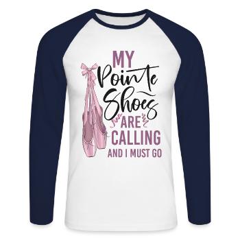 Ballet Danseuse Danse Ballerine - T-shirt baseball manches longues Homme - blanc/marine - Devant - Nik (191cm)