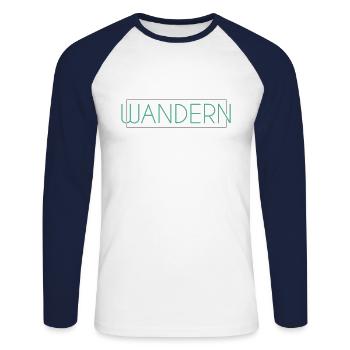 Wandern Schriftzug - Unisex Baseballshirt langarm - Weiß/Navy - Vorne - Nik (191cm)
