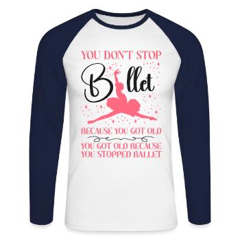 Ballet Dancer Dance Girl Ballerina - Unisex Long Sleeve Baseball T-Shirt - white/navy - Front - Nik (191cm)
