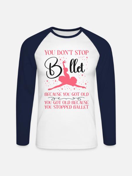 Ballet Danseuse Danse Ballerine - T-shirt baseball manches longues Homme - blanc/marine