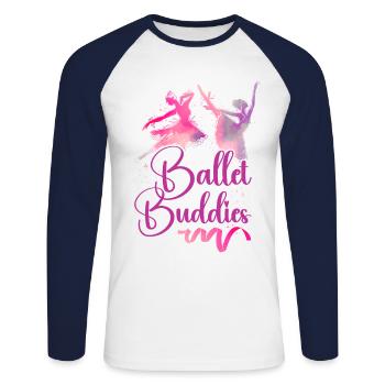 Ballet Danseuse Danse Ballerine - T-shirt baseball manches longues Homme - blanc/marine - Devant - Nik (191cm)