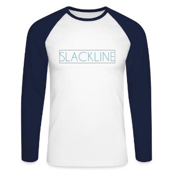 Slackline lettering - Unisex Long Sleeve Baseball T-Shirt - white/navy - Front - Nik (191cm)