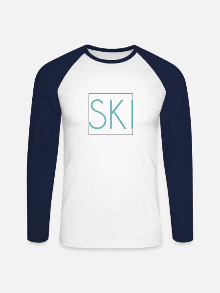 Lettrage de ski - T-shirt baseball manches longues Homme - blanc/marine