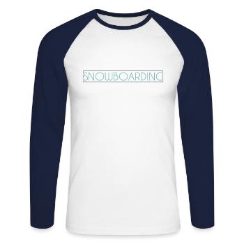 Lettrage snowboard - T-shirt baseball manches longues Homme - blanc/marine - Devant - Nik (191cm)