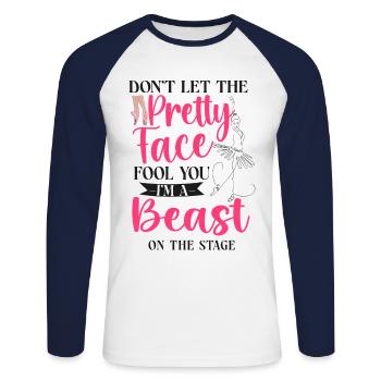 Ballet Danseuse Danse Ballerine - T-shirt baseball manches longues Homme - blanc/marine - Devant - Nik (191cm)