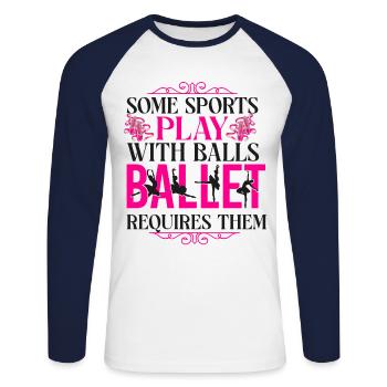 Ballet Dancer Dance Girl Ballerina - Unisex Baseballshirt langarm - Weiß/Navy - Vorne - Nik (191cm)