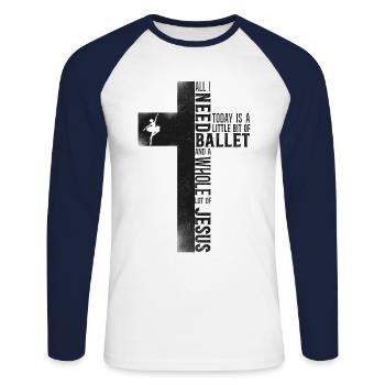 Ballet Dancer Dance Girl Ballerina - Unisex Long Sleeve Baseball T-Shirt - white/navy - Front - Nik (191cm)