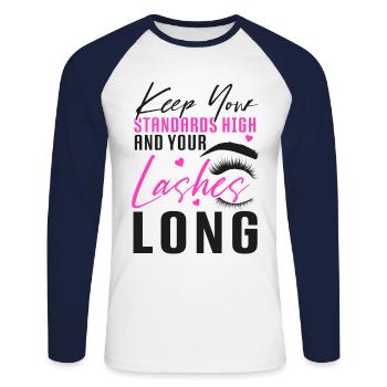 Esthetician Skincare Beautician - Unisex Baseballshirt langarm - Weiß/Navy - Vorne - Nik (191cm)