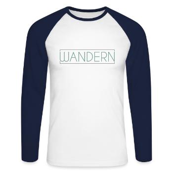 Wandern Schriftzug - Unisex Baseballshirt langarm - Weiß/Navy - Vorne - Nik (191cm)