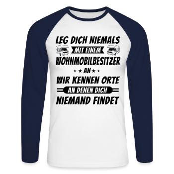 Wohnmobil Wohnmobilbesitzer Camping Camper Idee - Unisex Baseballshirt langarm - Weiß/Navy - Vorne - Nik (191cm)