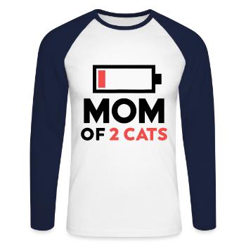 mutter von 2 katzen humor batterie niedrig geschenk - Unisex Baseballshirt langarm - Weiß/Navy - Vorne - Nik (191cm)