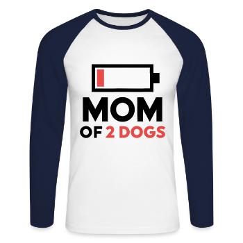 Mutter von 2 Hunden Humor Low Battery - Unisex Baseballshirt langarm - Weiß/Navy - Vorne - Nik (191cm)