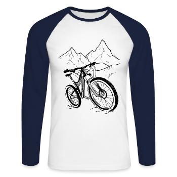 MTB Fahrrad Mountainbike Radsport Mountainbiker - Unisex Baseballshirt langarm - Weiß/Navy - Vorne - Nik (191cm)