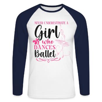Ballet Dancer Dance Girl Ballerina - Unisex Baseballshirt langarm - Weiß/Navy - Vorne - Nik (191cm)