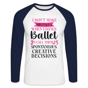 Ballet Danseuse Danse Ballerine - T-shirt baseball manches longues Homme - blanc/marine - Devant - Nik (191cm)