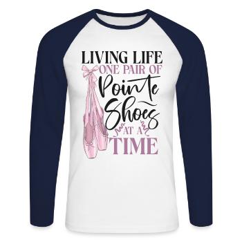 Ballet Danseuse Danse Ballerine - T-shirt baseball manches longues Homme - blanc/marine - Devant - Nik (191cm)