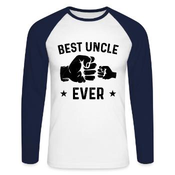 Bester Onkel der Welt Nichte Neffe Geschenk - Unisex Baseballshirt langarm - Weiß/Navy - Vorne - Nik (191cm)