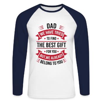 Papa J'ai Essayé De Te Trouver Le Meilleur Cadeau - T-shirt baseball manches longues Homme - blanc/marine - Devant - Nik (191cm)