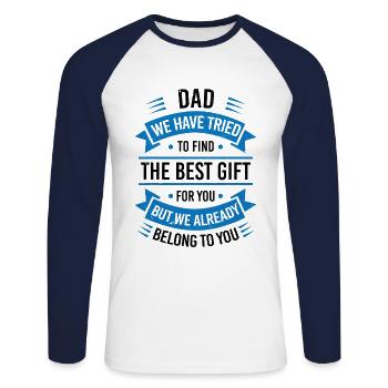 Papa J'ai Essayé De Te Trouver Le Meilleur Cadeau - T-shirt baseball manches longues Homme - blanc/marine - Devant - Nik (191cm)