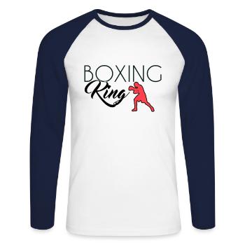 Roi de la boxe - T-shirt baseball manches longues Homme - blanc/marine - Devant - Nik (191cm)