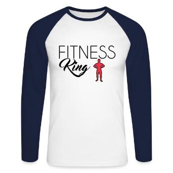 Fitness king - Unisex Long Sleeve Baseball T-Shirt - white/navy - Front - Nik (191cm)