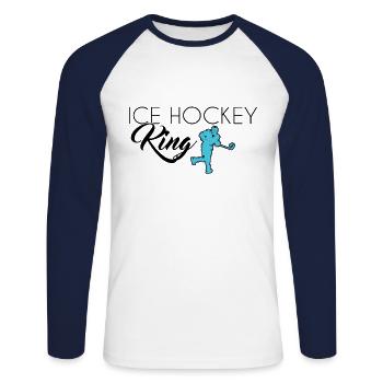 Eishockey King - Unisex Baseballshirt langarm - Weiß/Navy - Vorne - Nik (191cm)