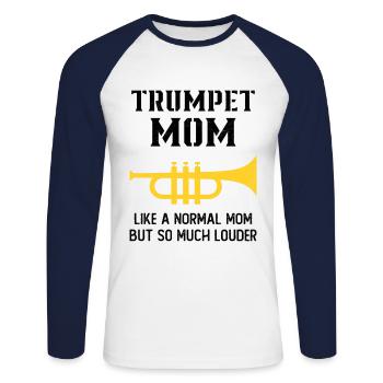 Mama Trompeter Humor Geschenk Frau - Unisex Baseballshirt langarm - Weiß/Navy - Vorne - Nik (191cm)