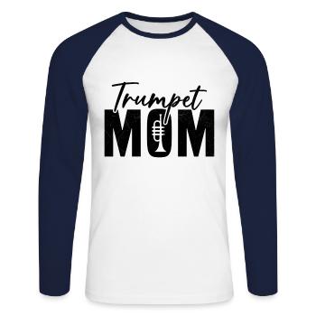 Mama Trompeter Humor Geschenk Frau - Unisex Baseballshirt langarm - Weiß/Navy - Vorne - Nik (191cm)