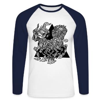 Sleipnir Odin's Viking Horse Runes Mythology - Unisex Long Sleeve Baseball T-Shirt - white/navy - Front - Nik (191cm)