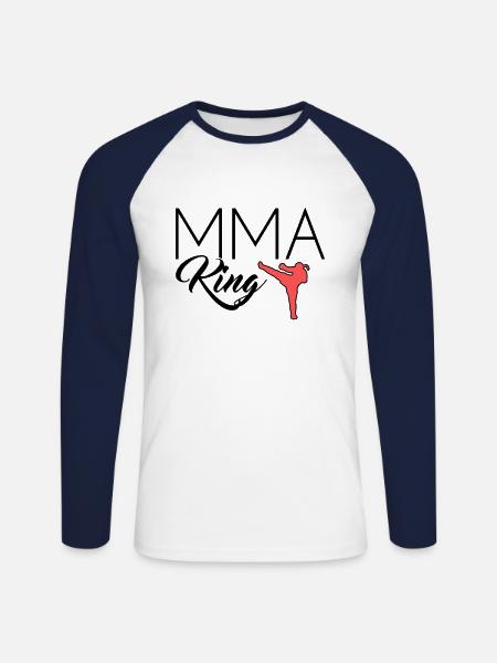 MMA King - Unisex Long Sleeve Baseball T-Shirt - white/navy