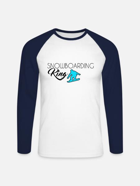 Snowboarding King - Unisex Baseballshirt langarm - Weiß/Navy