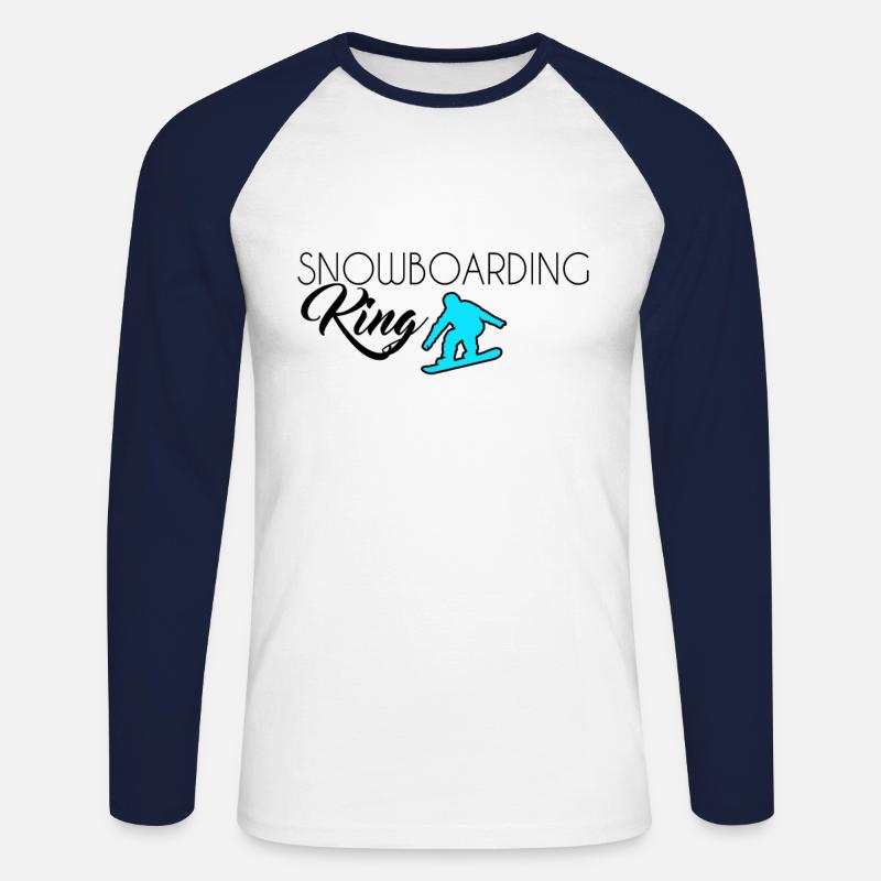 Snowboarding King - Unisex Baseballshirt langarm - Weiß/Navy