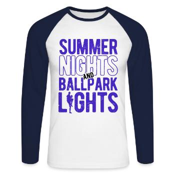 Baseball - Unisex Baseballshirt langarm - Weiß/Navy - Vorne - Nik (191cm)