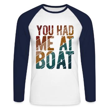 Segelboot Kapitän Spruch Zum Segeln - Unisex Baseballshirt langarm - Weiß/Navy - Vorne - Nik (191cm)