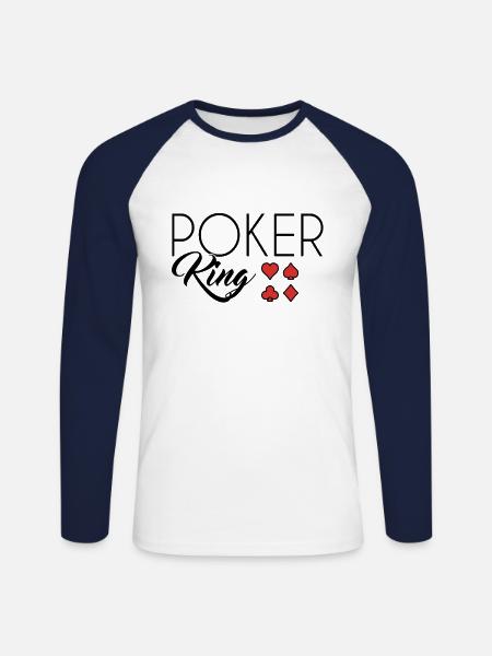 Poker King - Unisex Baseballshirt langarm - Weiß/Navy