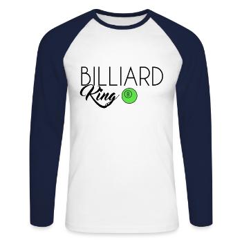Billiard King - Unisex Baseballshirt langarm - Weiß/Navy - Vorne - Nik (191cm)