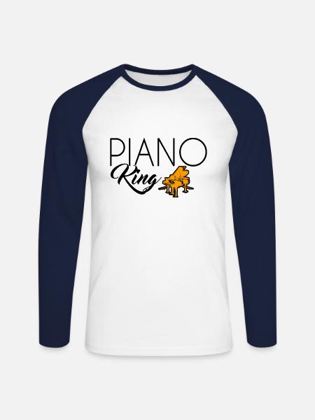Piano King - Unisex Baseballshirt langarm - Weiß/Navy