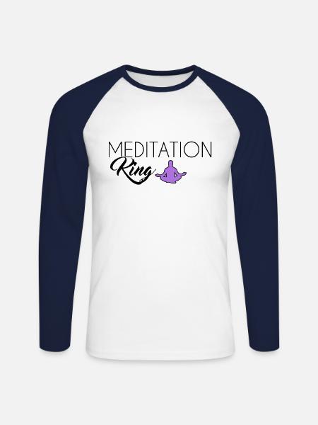 Meditation King - Unisex Baseballshirt langarm - Weiß/Navy