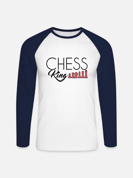 Chess King - Unisex Long Sleeve Baseball T-Shirt - white/navy