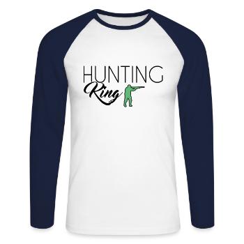 Roi de la chasse - T-shirt baseball manches longues Homme - blanc/marine - Devant - Nik (191cm)